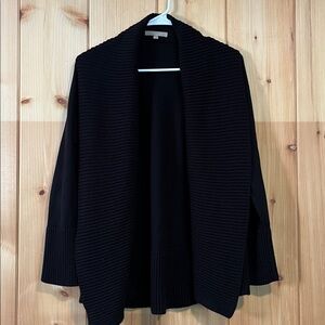 Joan Vass Elegant Black Knit Cardigan